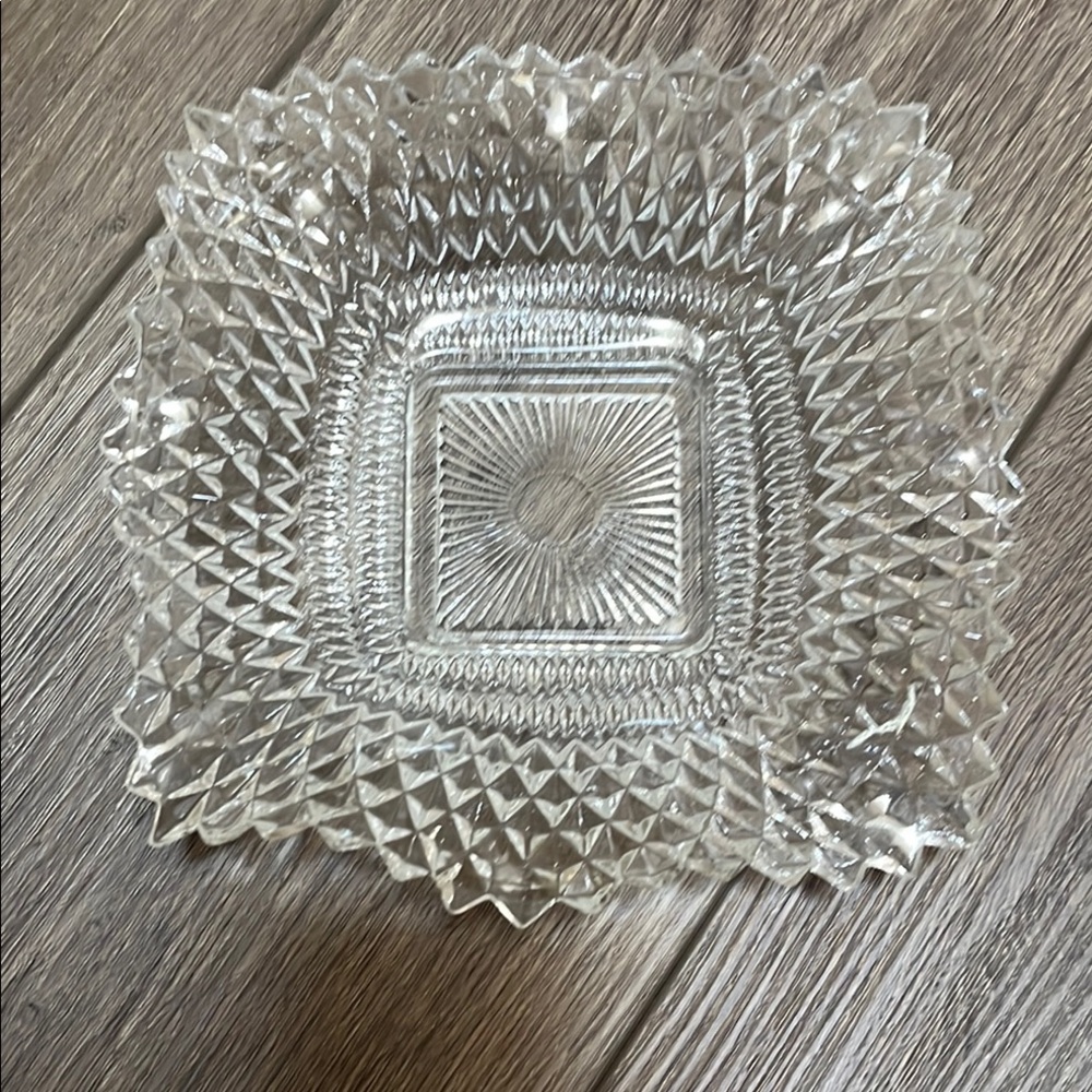 Vintage 1950s Diamond Point Wavy Sawtooth Dish - Federal Glass Bonbon Dish